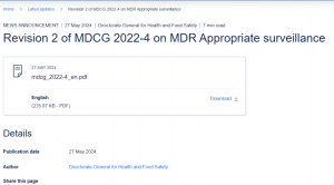 遗留器械过渡期监督指南第二版发布：MDCG 2022-4 Rev.2